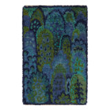 Vintage Swedish Rya Rug, Blue And Green Scandinavian Scale Pattern - Rug & Kilim