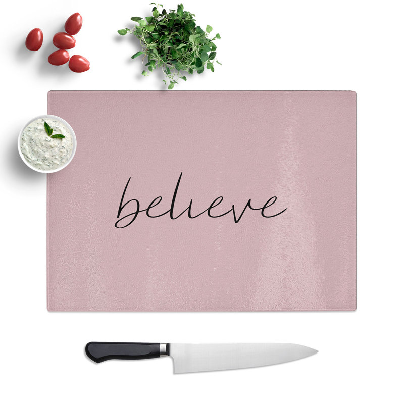 Believe Typography Chopping Board, 0.4cm H x 28.5cm W x 39cm L