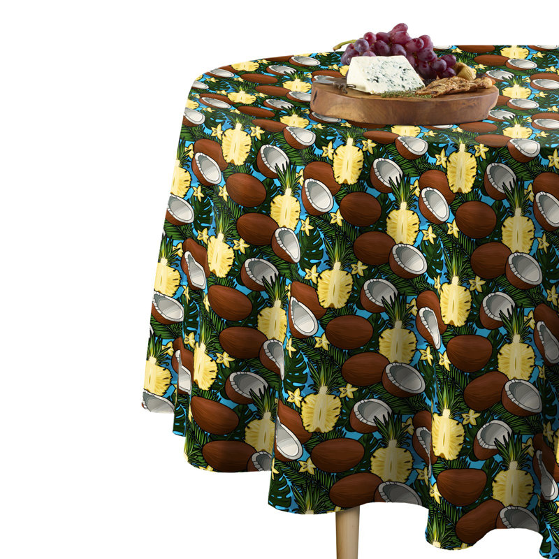 Coconuts Pineapples Round Tablecloth, 60" x 60"