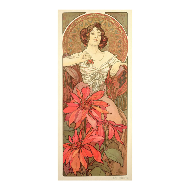 Les pierres précieuses: rubis (1900) par Alphonse Mucha - Estampe numérique, H 20 po x l 16 po