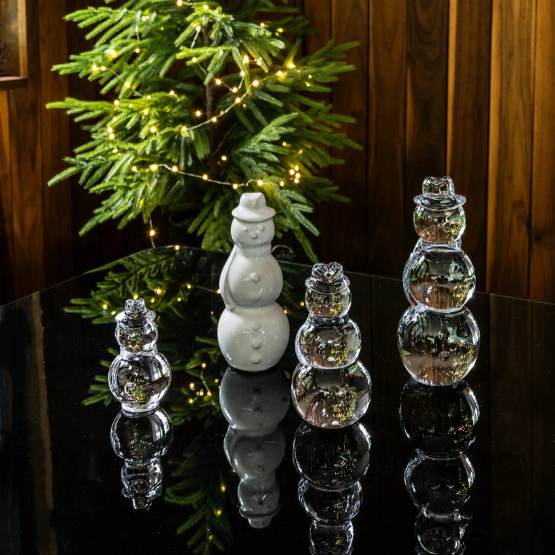 Handmade Glass Tall Snowman Figurine, X-Large