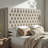 Ivory Fabric Queen Size Headboard - Tufted Diamond Stitch, Adjustable Solid Wood Frame & Metal Legs-424163019