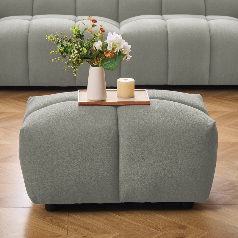 Kieayla 32.68'' Upholstered Ottoman, Gray