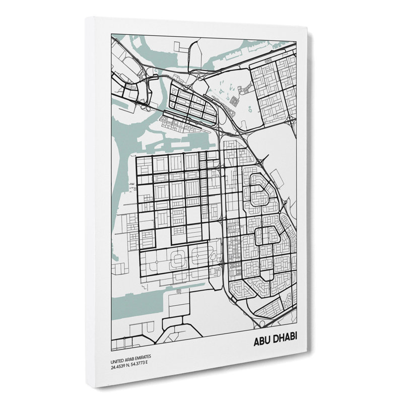 Map Abu Dhabi Uae - Wrapped Canvas, 50cm H x 35cm W x 3cm D