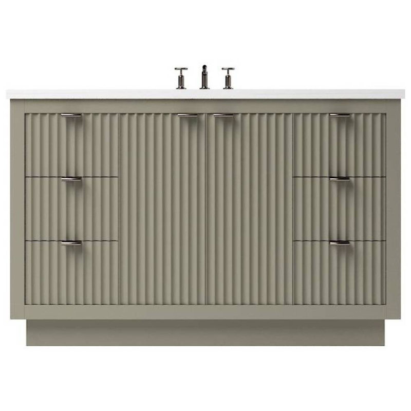 Lecrieú Single Extra Wide Bath Vanity, French Olive, 48", Champagne Bronze