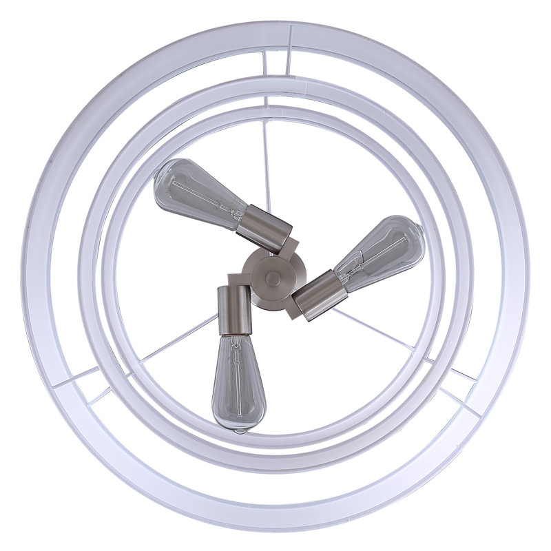 Eline 22'' White Fabric Drum Chandelier with Brushed Nickel Finish