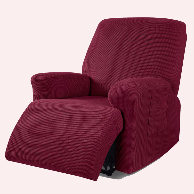 Housse pour fauteuil inclinable à coussins carrés/rectangulaires, Mélange de polyester rouge