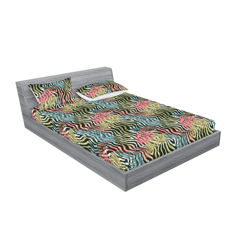 Drap-housse et taies décoratives 3 pièces Ambesonne, Ensemble de draps pour grand lit avec 2 taies d'or