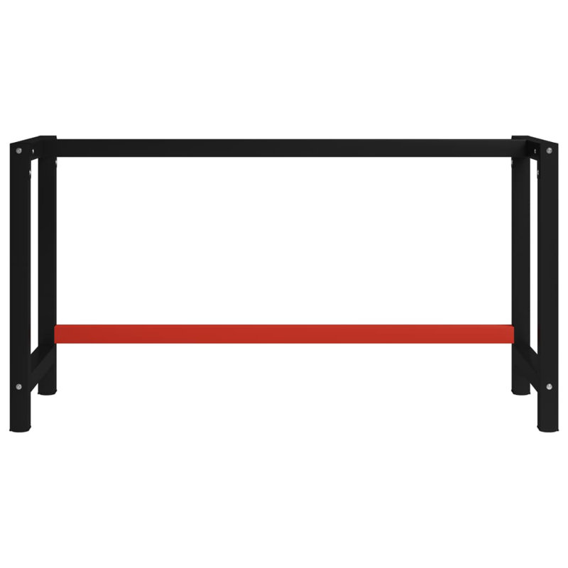 Structure de banc de travail en métal noir et rouge, H 31,1 po x l 59,1 po x P 22,4 po