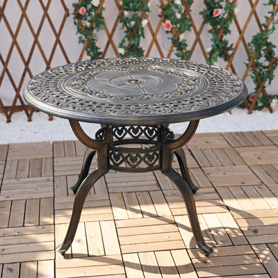 Bafti Round Metal Outdoor Bistro Table With Umbrella Hole , 38.48'' in. W 38.48'' in. D