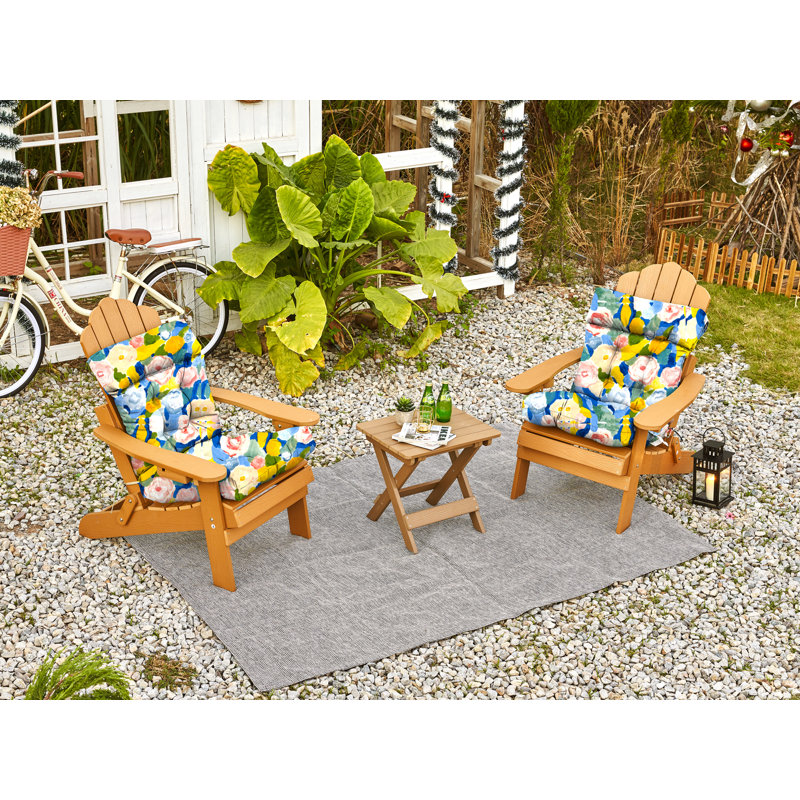 Outdoor Chair Cushion,adirondack Rocking High Back Tufted Thick Wicker Cushion With Ties For Patio Furniture,44"x21"x4",1 Count,floral