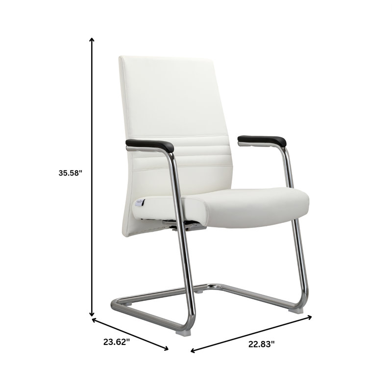 Chaise de bureau rembourrée en cuir Aleen, Blanc