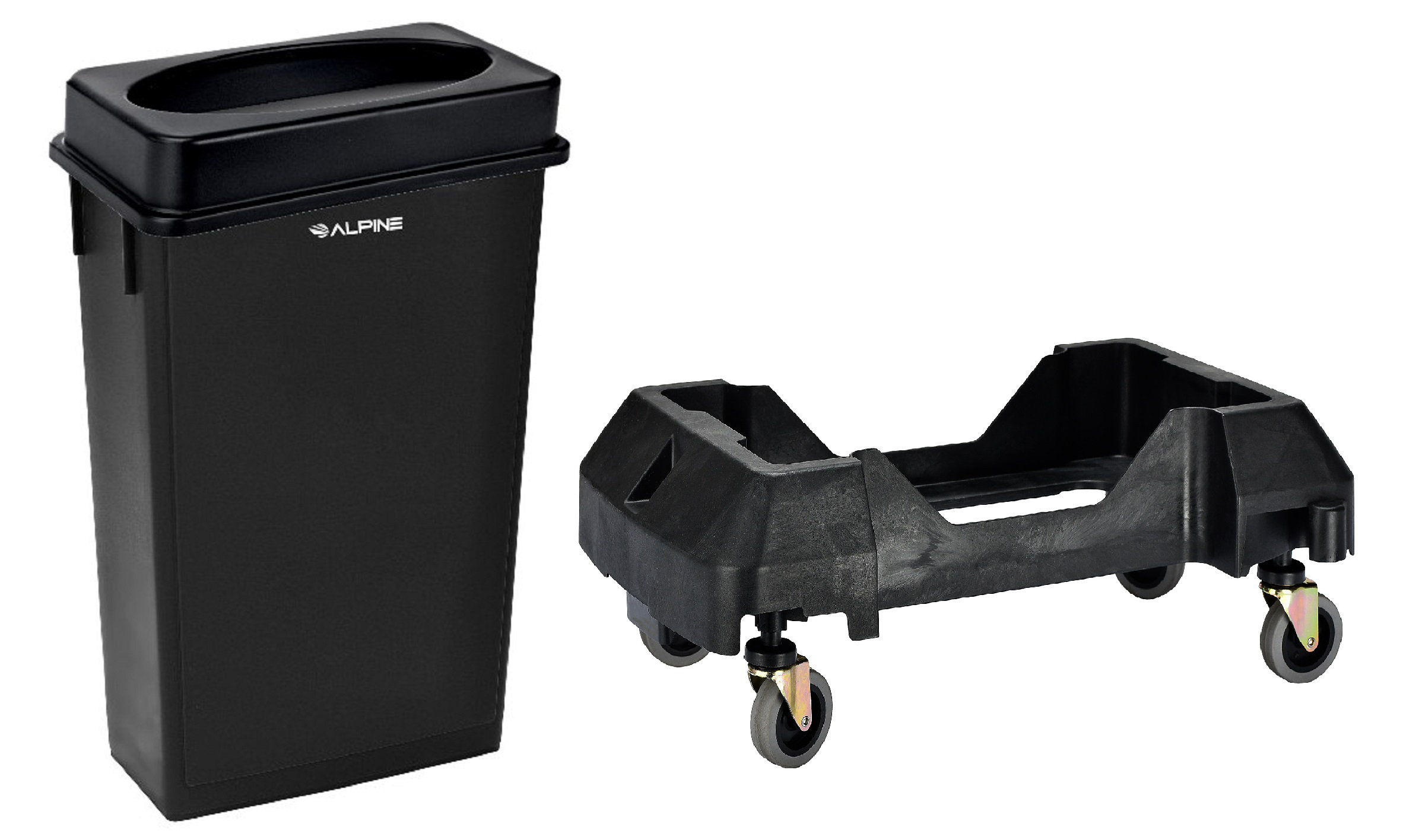 Alpine Industries Polypropylene Trash Can 23 Gallon Gray 6/pack