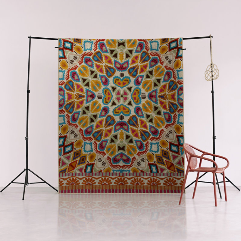 Tapis décoratif créatif moderne avec motifs floraux et géométriques multicolores, Rectangle 2 pi 8 po x 5 pi