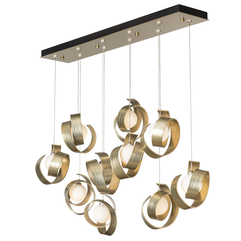 Riza 10 - Light Kitchen Island Geometric Pendant, 17" - 80", Modern Brass