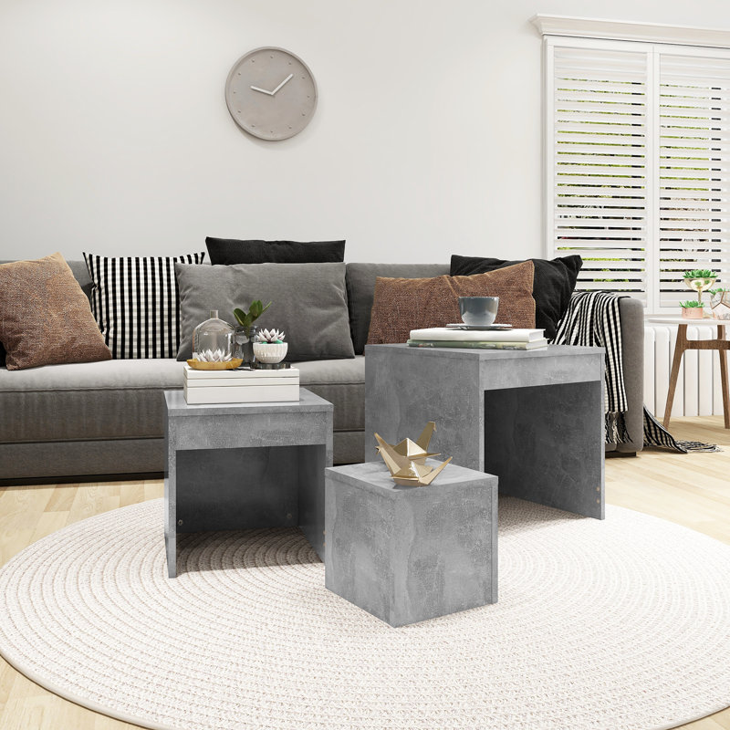 Gnesis Nesting Tables 3 pcs Engineered Wood, Concrete Grey, Concrete Grey