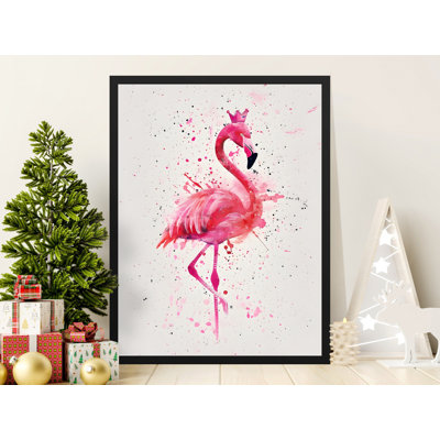 Pink Flamingo Wall Art, Watercolor Flamingo Print, Flamingo with Crown, Modern Wall Decor, Framed Art, Wall Art, Home Decor