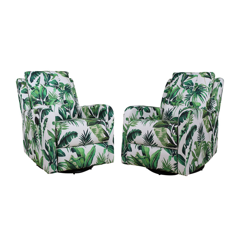 Fauteuil inclinable manuel à bascule pivotant floral 27,2 po Julien, 100% polyester vert