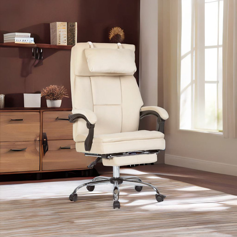 Chaise de bureau avec repose-pieds, Beige