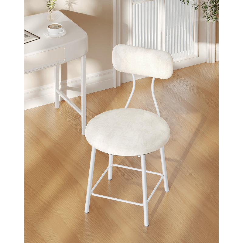 Dressing Table Chair with White Legs, Vanity Chair Stool with Soft Padding, Makeup Dressing Table Stool for Bedroom, Living Room