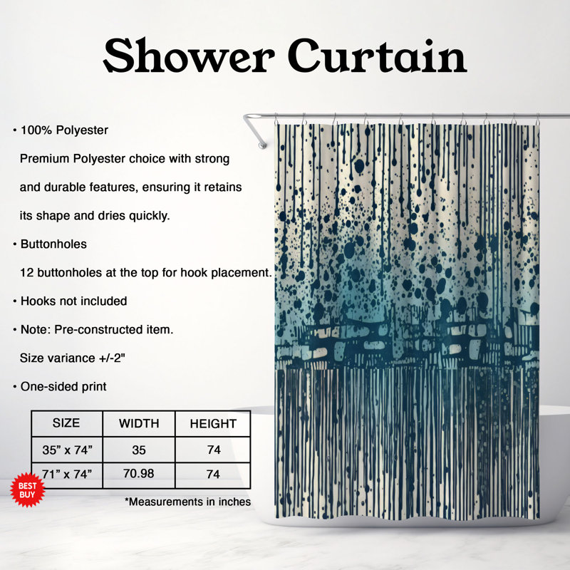 Watercolor Drips - Rideau de douche Premium, H 74 po x l 71 po
