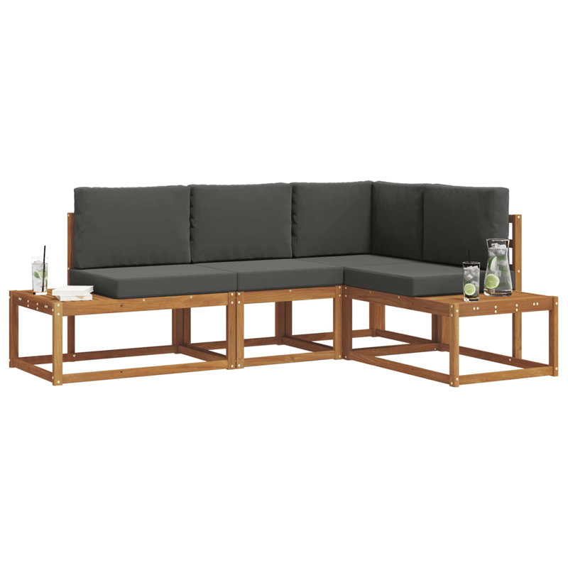 Ensemble de canapé d'extérieur avec coussin 4 pièces naturel et anthracite