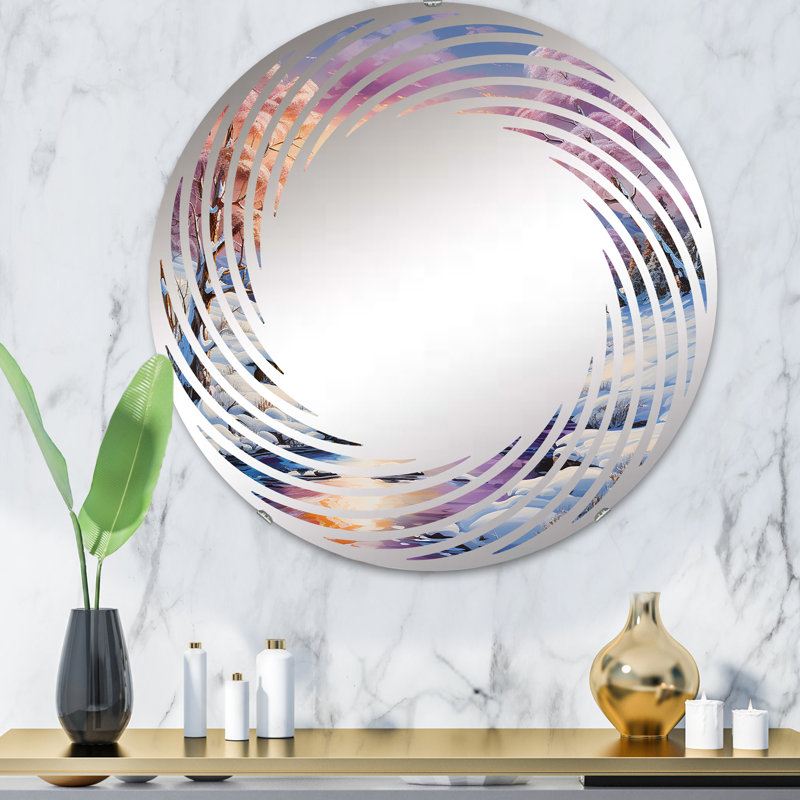 Miroir mural en spirale Winter River, 31,4 po x 31,4 po