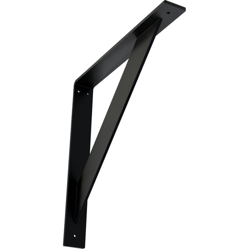 Support traditionnel en acier, H 16 po x l 2 po x P 16 po, Noir thermolaqué