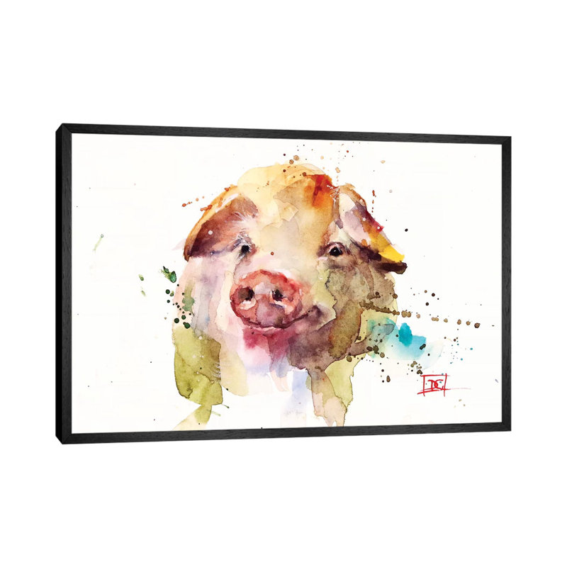Oink 1 Piece Painting on Canvas, 66.04 cm H x 45.72 cm W, Black Framed