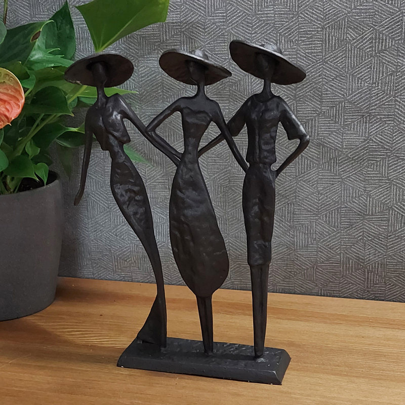 LADIES AT THE RACES Iron Figurine 27cm, Mocha