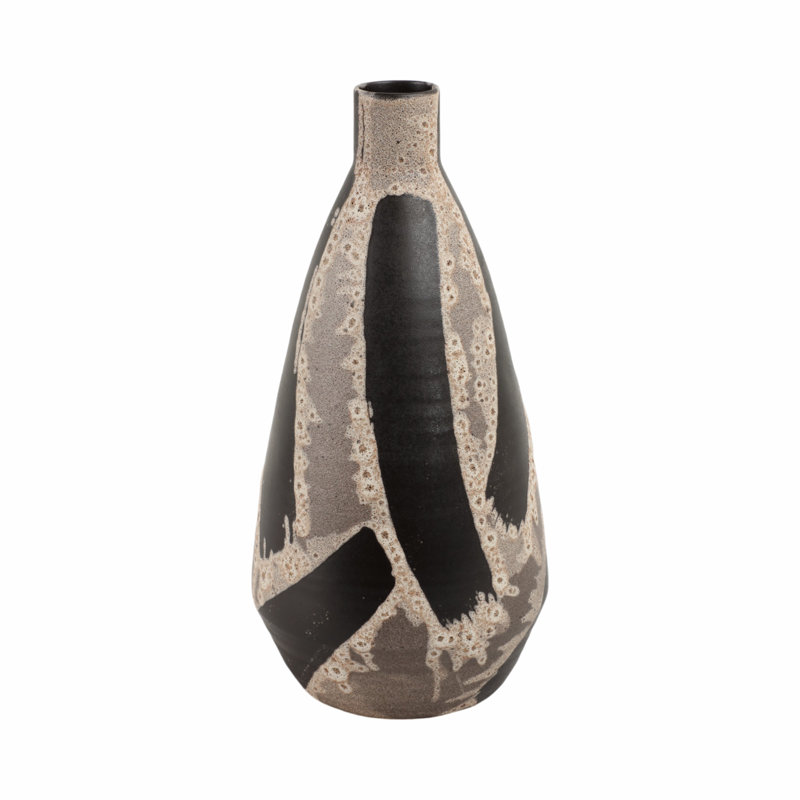 Handcrafted Terracotta Vase - Modern Decorative Ceramic Accent with Textured Design, 16" H x 7" W x 7" D