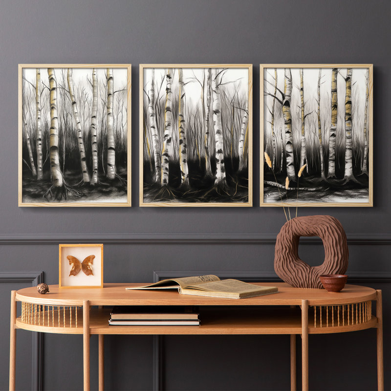 Lanscape Study Series III -Set de 3 estampes numériques giclées -Prêt à accrocher, Naturel, H 10 po x l 24 po