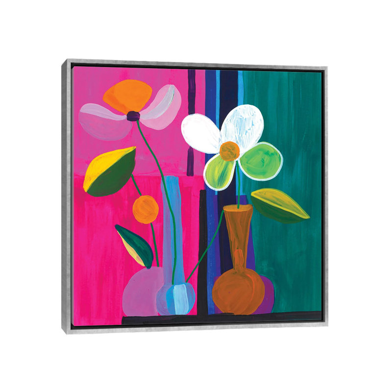 Nature morte dans un vase - reproduction d'art murale - toile encadrée, H 18 po x l 18 po, Argent