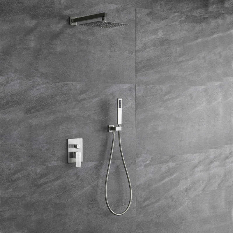 Système de douche mural carré à pression équilibrée avec valve brute brute Trustmade, 10 po, noir mat - 2W02