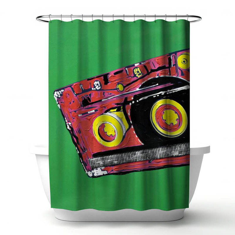 Shower Curtain MU5 – Polyester Shower Curtain, Dye Sublimation Print, 71" W × 74" L
