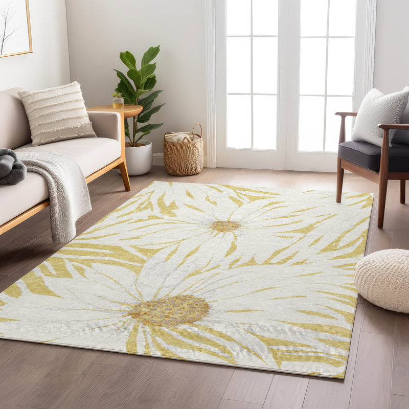 Machine Washable Indoor/Outdoor Oliveras ACN2263 Floral Rug, Rectangle 10' x 14'