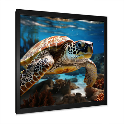 «Curious Underwater Sea Turtle I», reproduction sur toile
