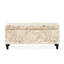 Lin beige avec structure en bois, finition, banc de rangement polyvalent de style contemporain - ornement français et choix de sièges fonctionnels
