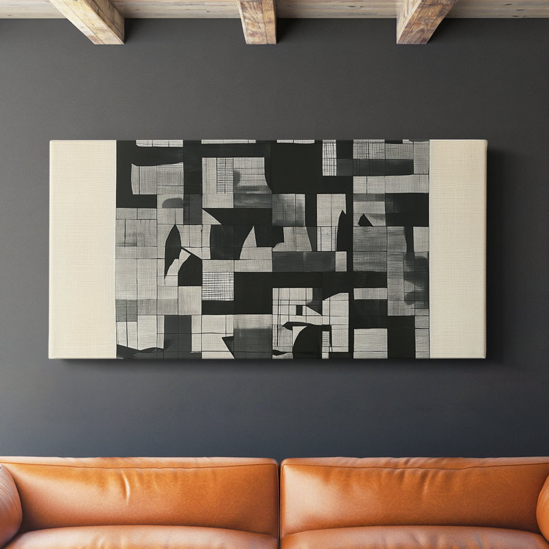 Toile tendue avec châssis abstrait, série 9 # VII, H 16 po x l 32 po
