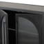 Buffet 70 po moderne en chêne noir avec tablettes réglables et 4 portes en verre semi-givré