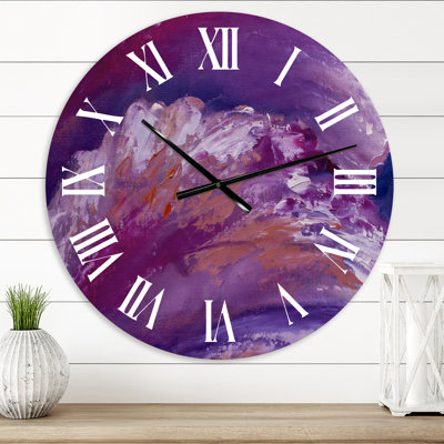 Vagues de peinture à l'huile rose et mauve - horloge murale moderne