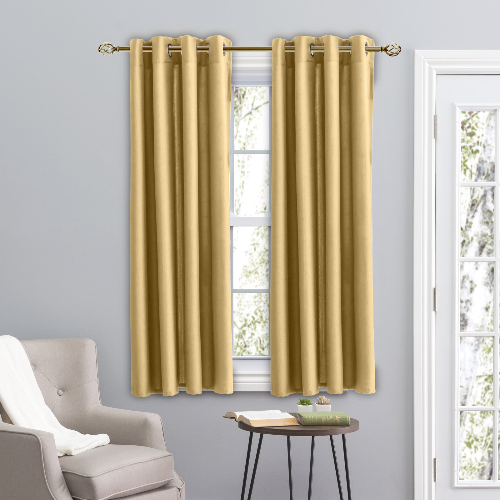 Room Darkening Synthetic Curtain, Harvest, 56" W x 54" L