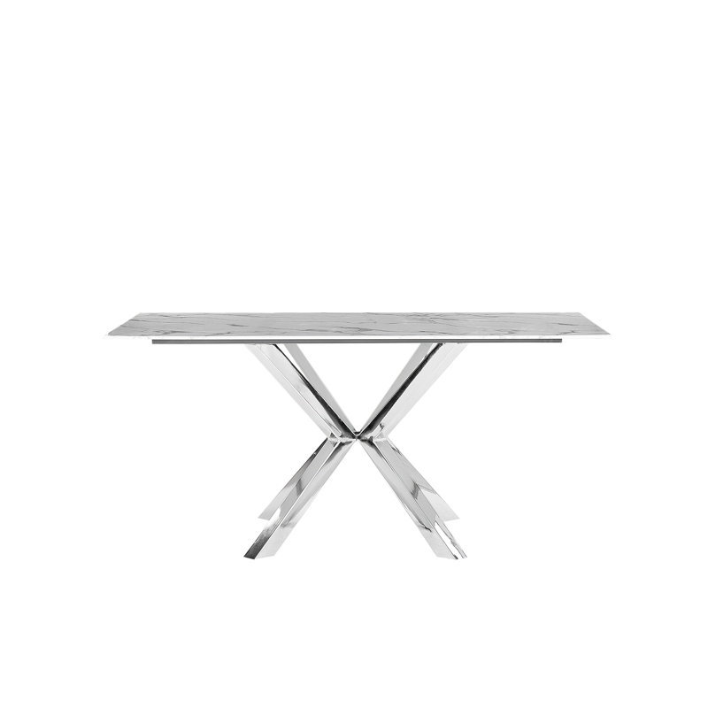 Ayres Glass Top Metal Base Dining Table