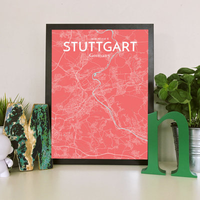 Stuttgart City Map - No Frame Print