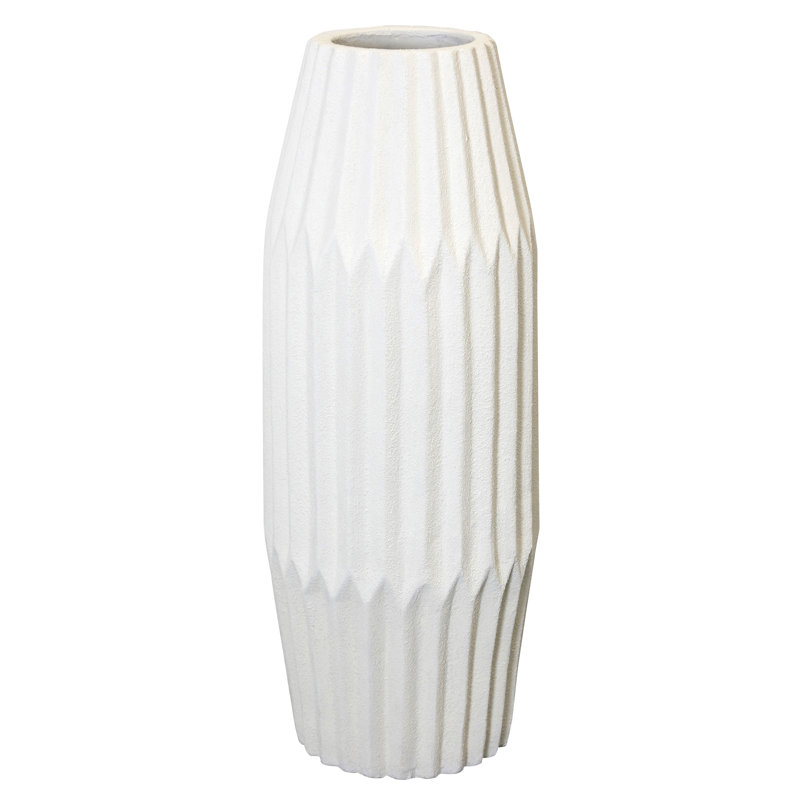 Chima - Ceramic Vase - Small -, White, 36.5" H x 13" W x 13" D