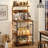 Kickemuit 23.5" Kitchen Bakers Rack, Baker Rack with Power Outlet, Bakery Rack with Microwave Stand Storage Shelf, Coffee Bar Table with 6 S-shaped Hooks-1781631008