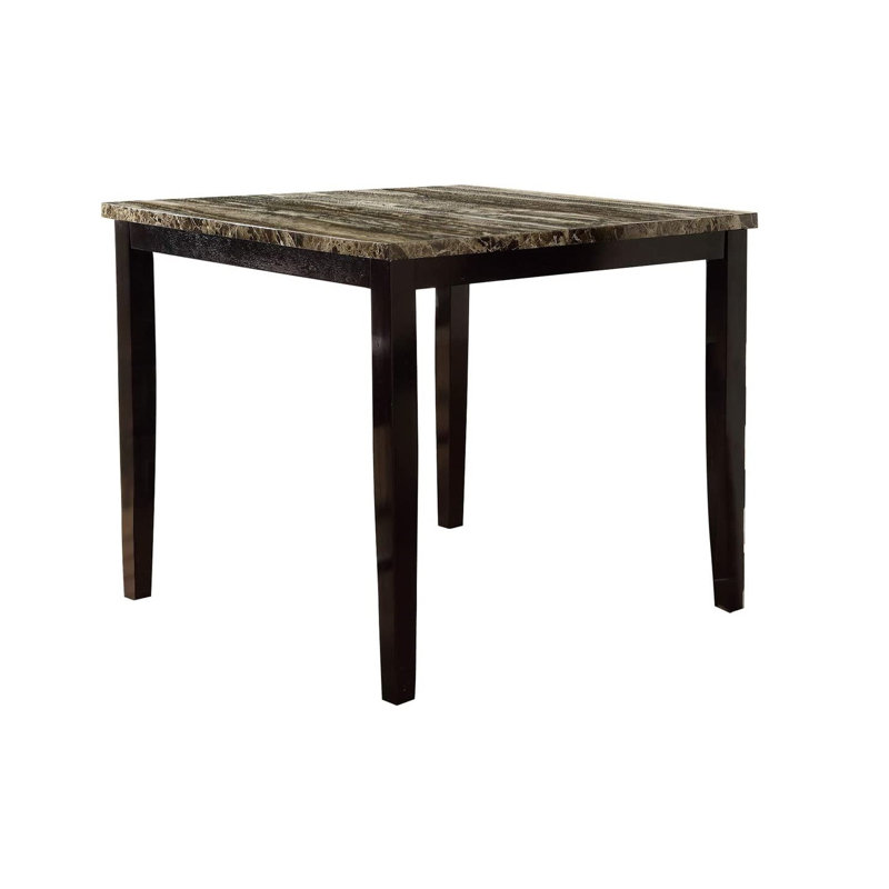 Table de salle à manger en faux marbre et placage de bouleau