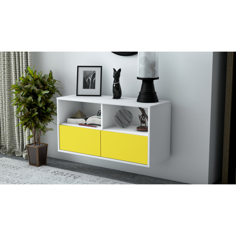Strombury Unfinished Floating TV Stand, Yellow