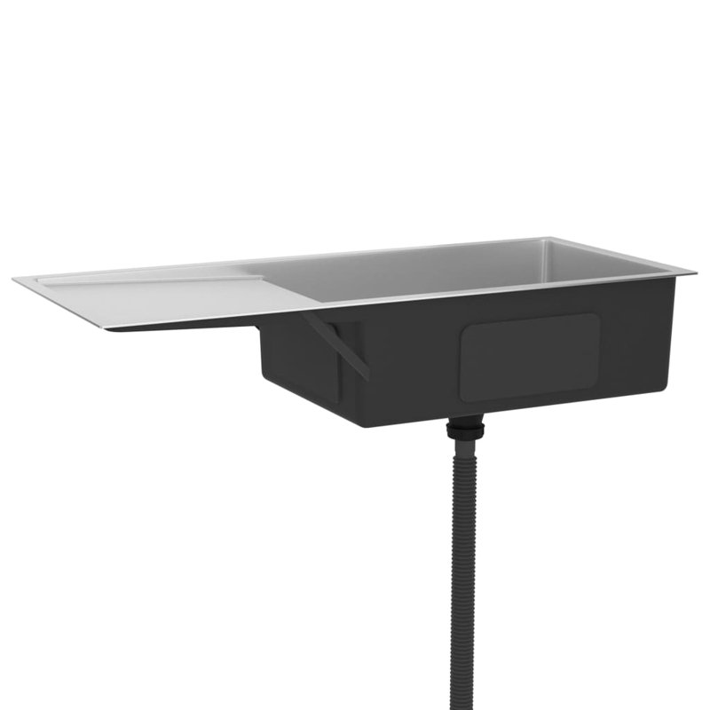 Évier de cuisine vidaXL avec crépine, évier en acier inoxydable à fixation supérieure, drainage rapide, anti-corrosion