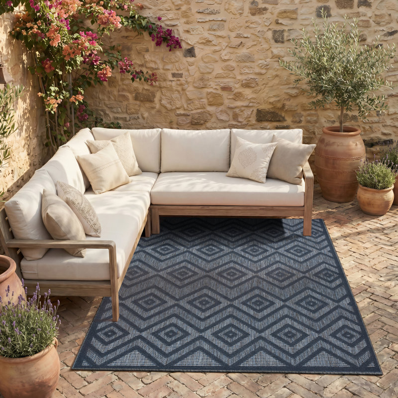 Tapis intérieur / extérieur bleu marine Foundry Select, Rectangle 5 pi x 7 pi